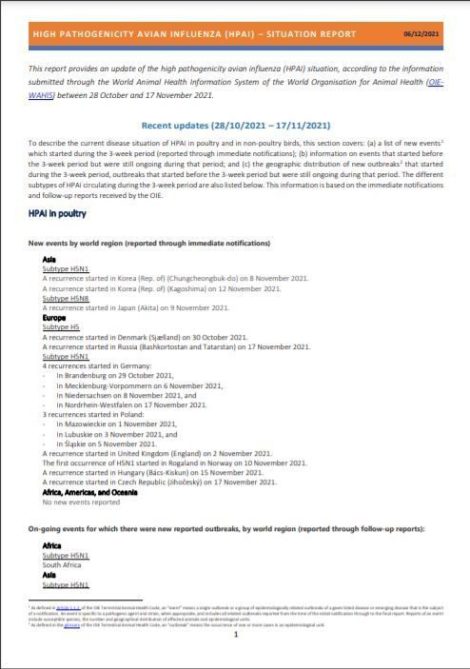 High Pathogenicity Avian Influenza (HPAI)- Situation Report 23