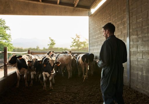 HPAI cattle USA_Farmer with a notebook and observing cattle